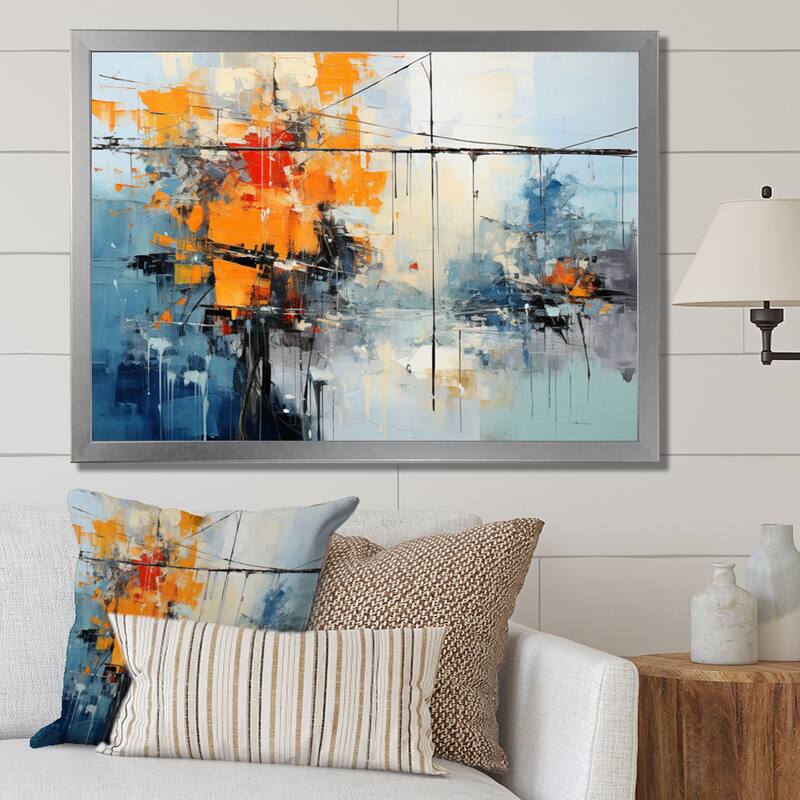 Designart "Power Lines Abstract Currents" Modern Framed Wall Art Living Room Bed Bath & Beyond